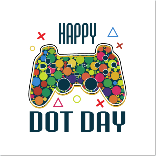 Happy Dot Day Gamers Boy Game Controller Colourful Polka Dot Posters and Art